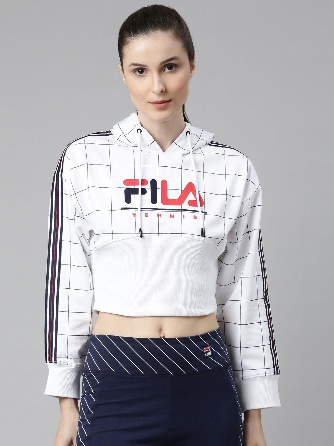 fila-women-white-checked-hooded-cotton-sweatshirt
