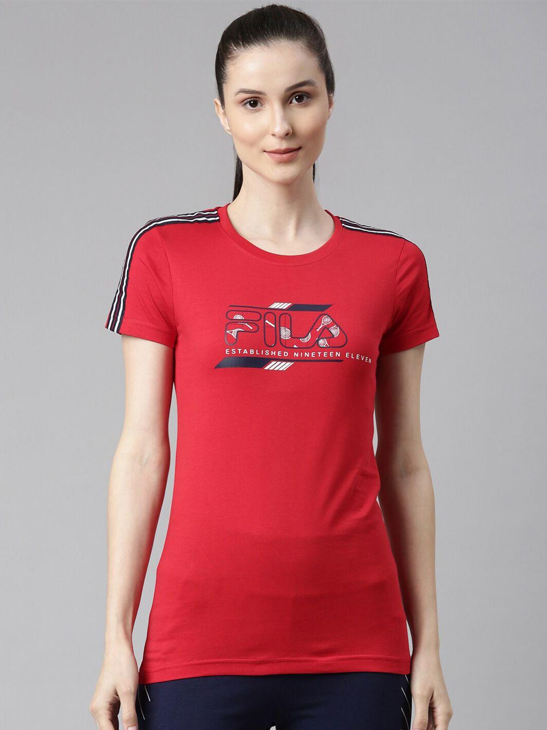 fila-women-red-printed-organic-cotton-t-shirt