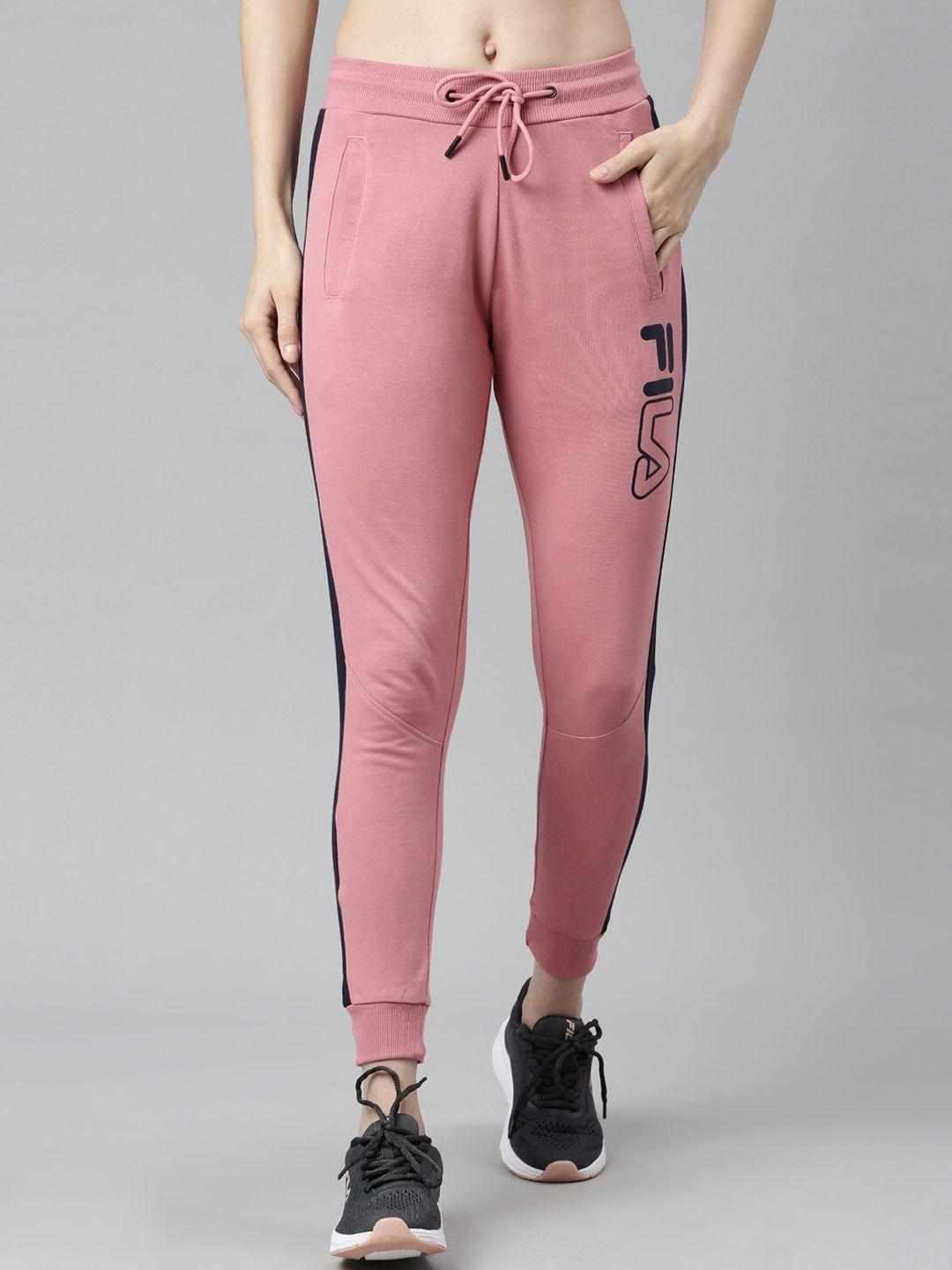 fila-women-pink-solid-cotton-drawstring-joggers