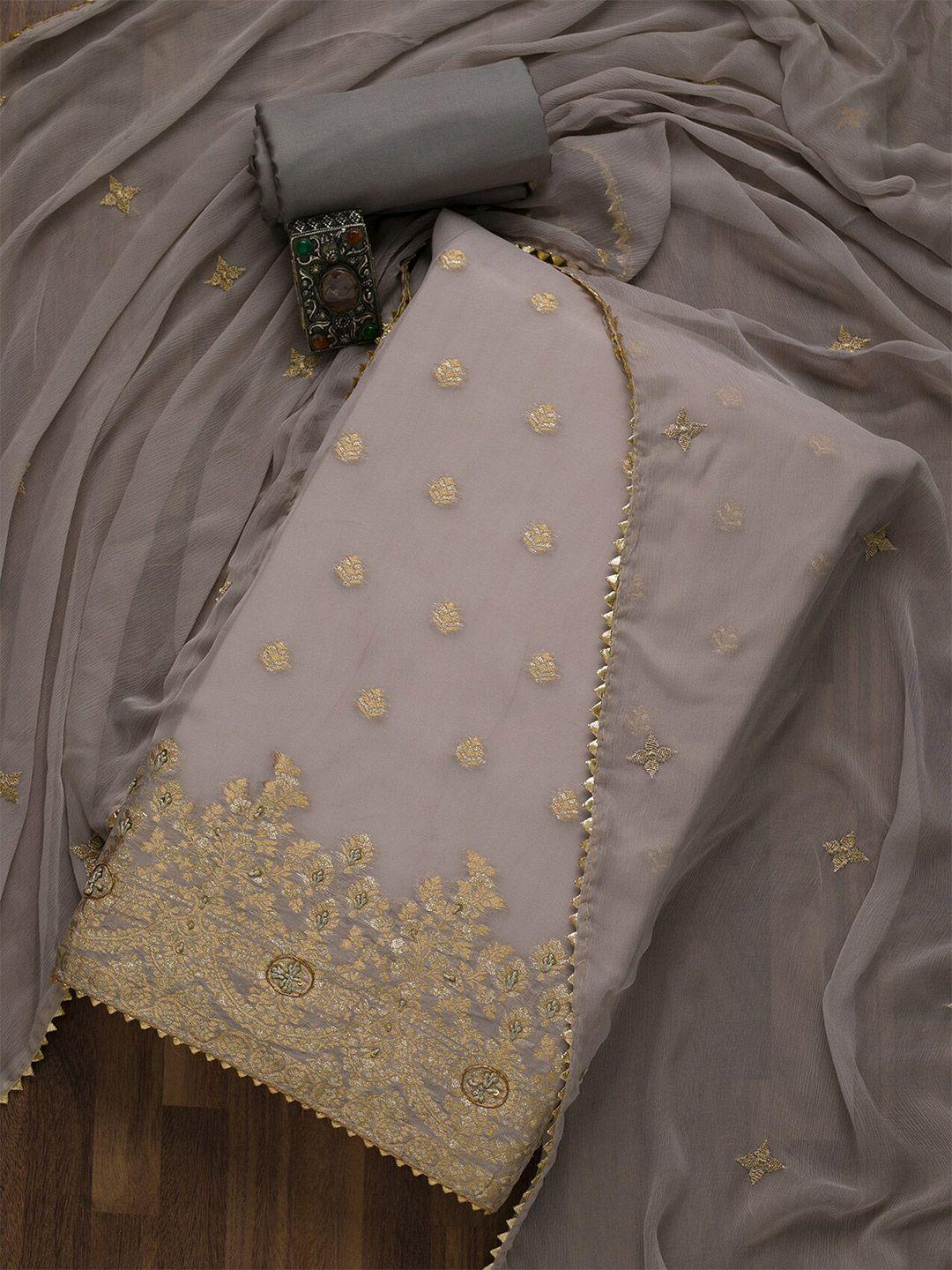 koskii-women-grey-&-gold-toned-embellished-unstitched-dress-material