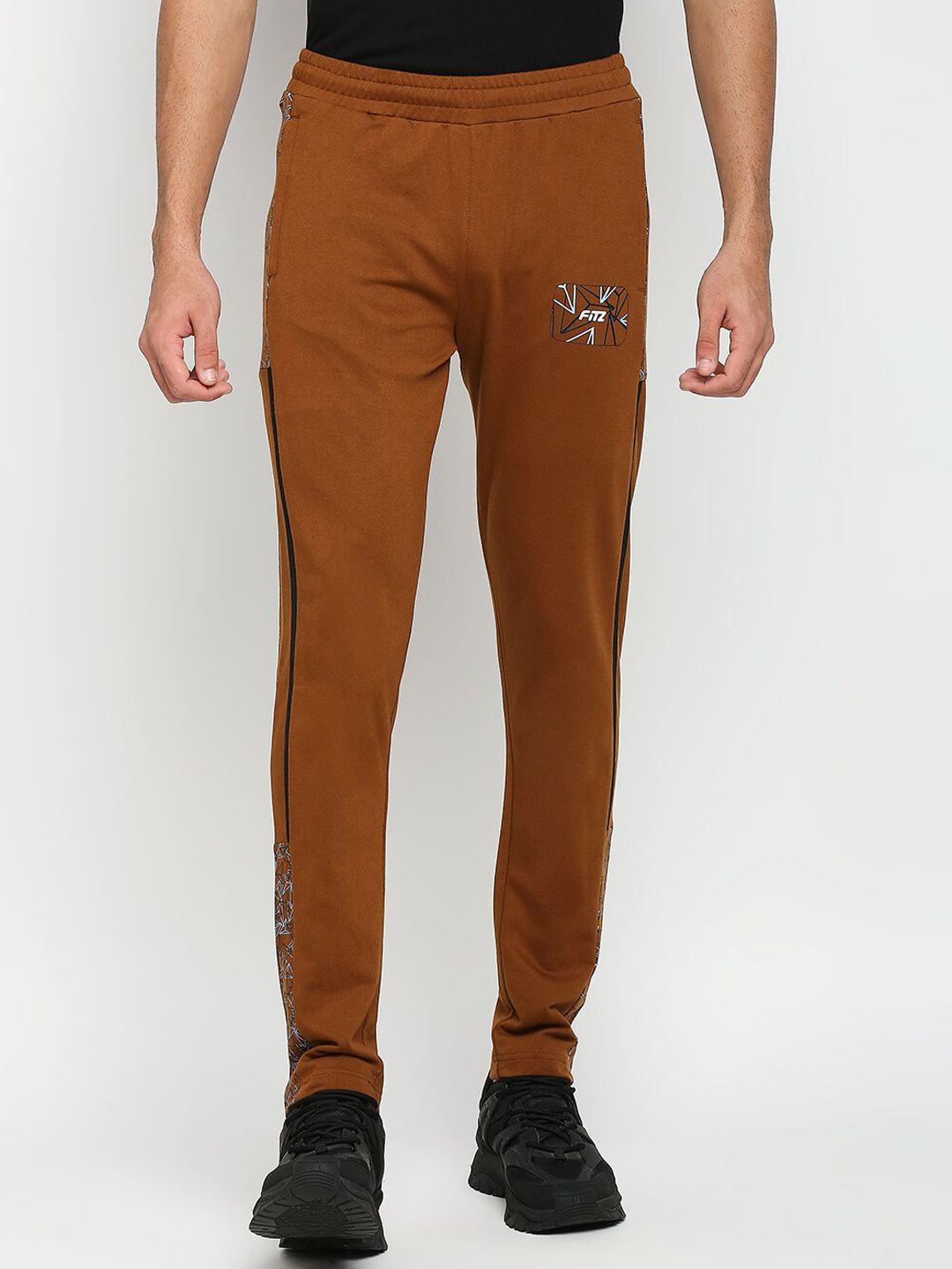 fitz-men-camel-brown-printed-anti-odour-slim-fit-track-pant