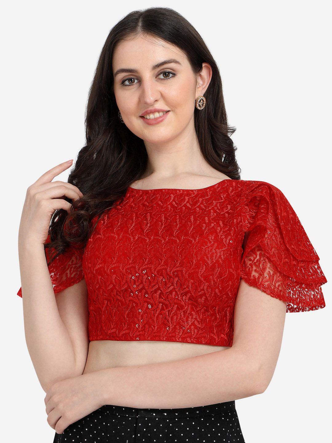 amrutam-fab-women-red-self-design-&-sequence-work-saree-blouse