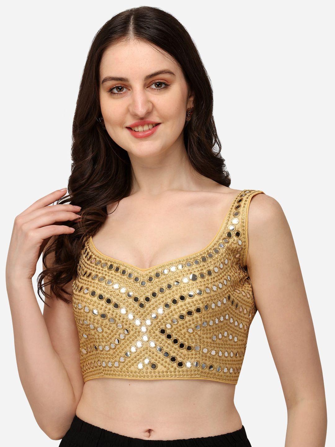 amrutam-fab-beige--embroidered-mirror-work-silk-saree-blouse