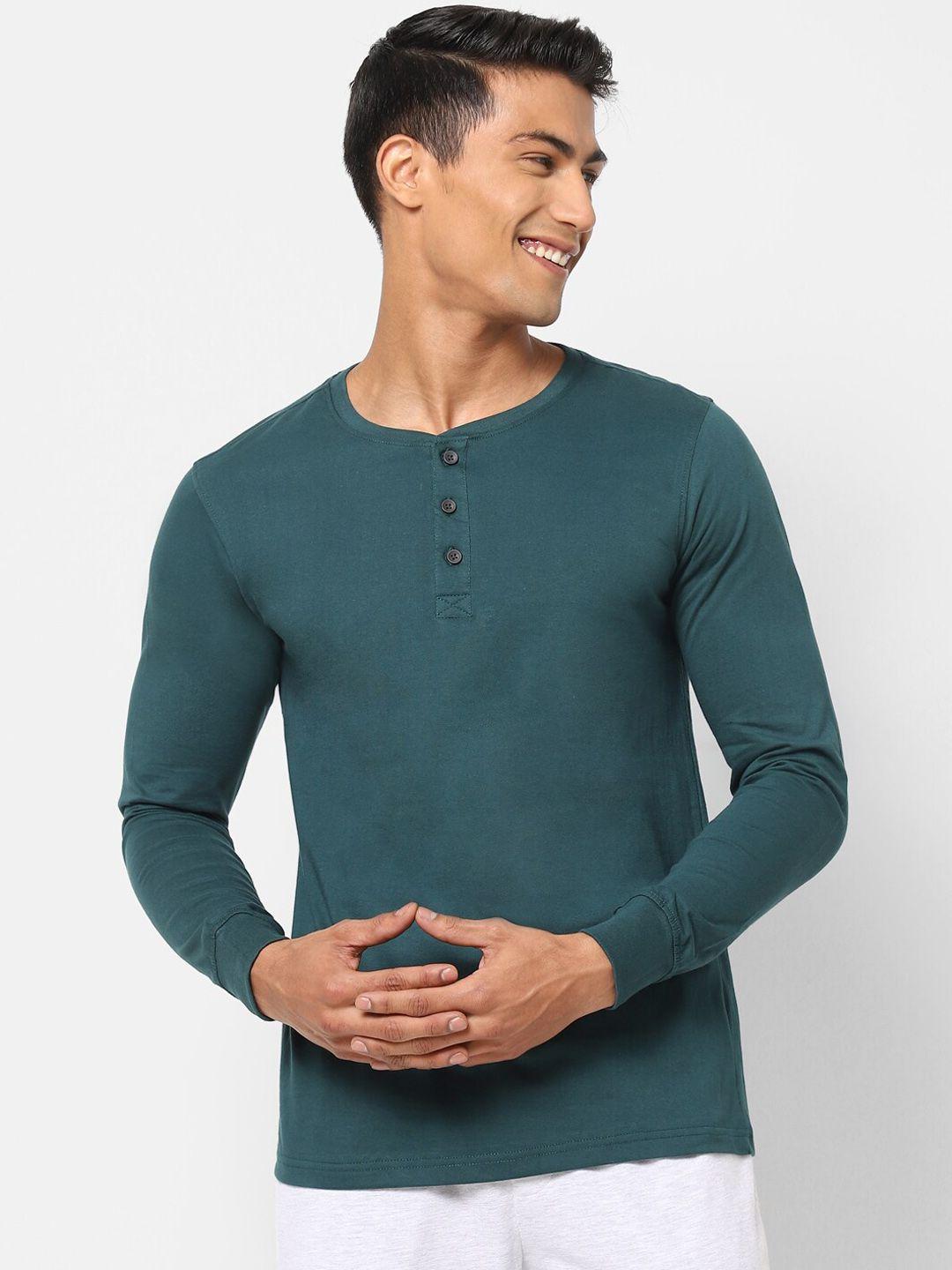 ajile-by-pantaloons-men-green-solid-cotton-lounge-t-shirts