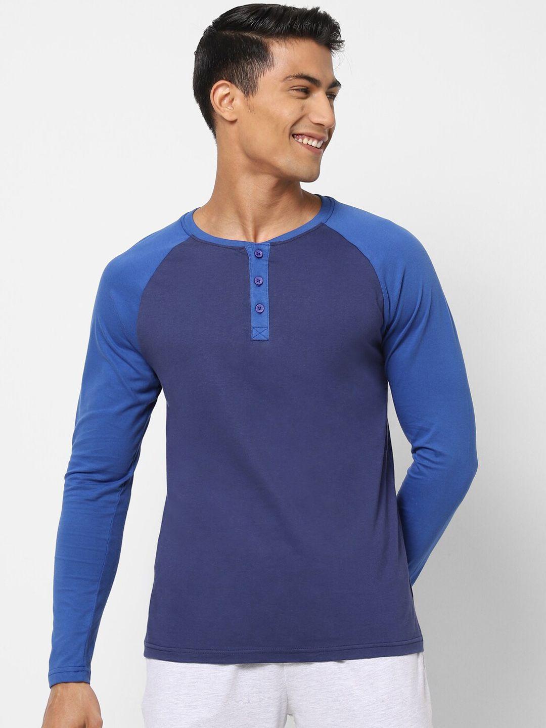 ajile-by-pantaloons-men-blue-solid-lounge-t-shirts
