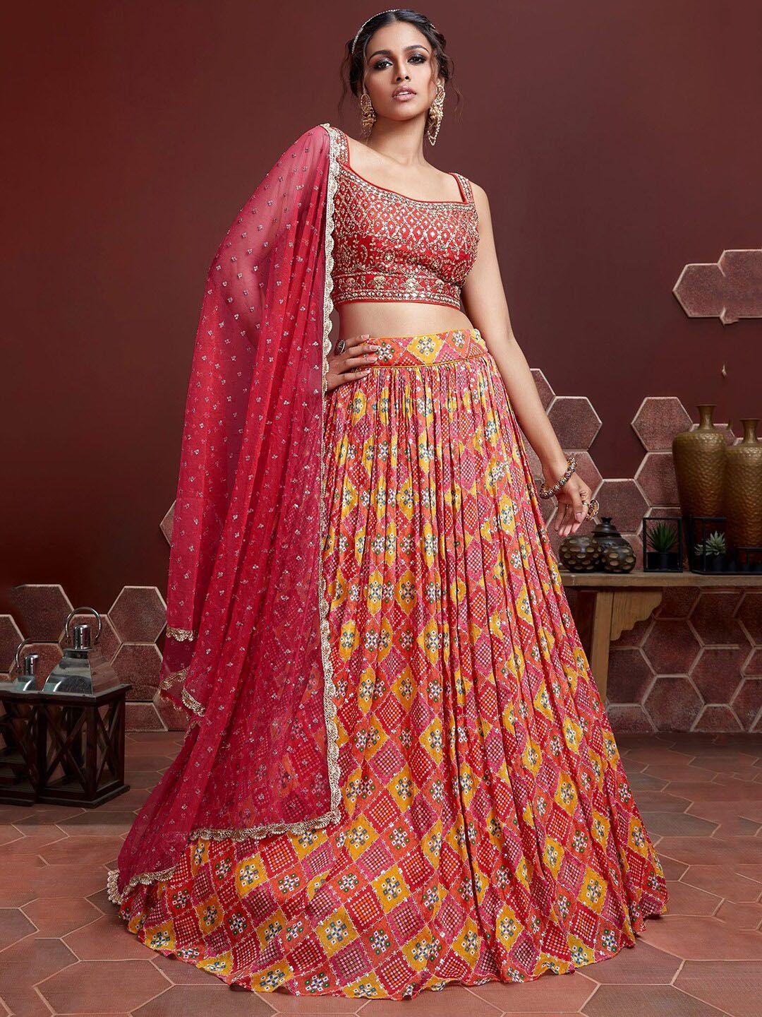 fabpixel-red-&-yellow-embellished-semi-stitched-lehenga-choli-with-dupatta