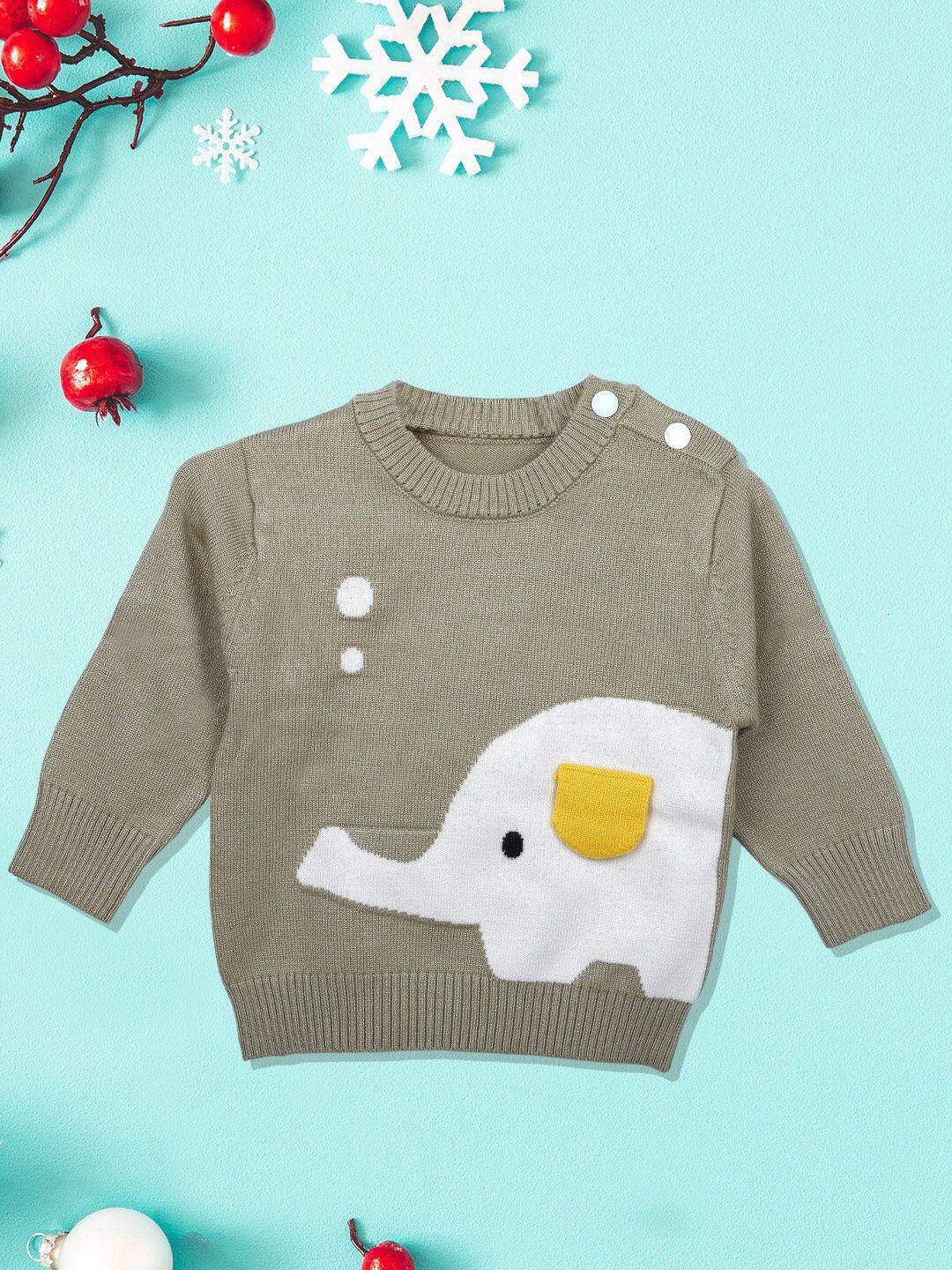baby-moo-unisex-kids-olive-green-&-white-animal-printed-cotton-pullover