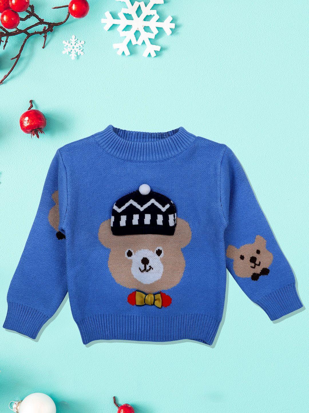 baby-moo-unisex-kids-blue-&-black-mr.-bear-premium-full-sleeves-knitted-sweater-pullover