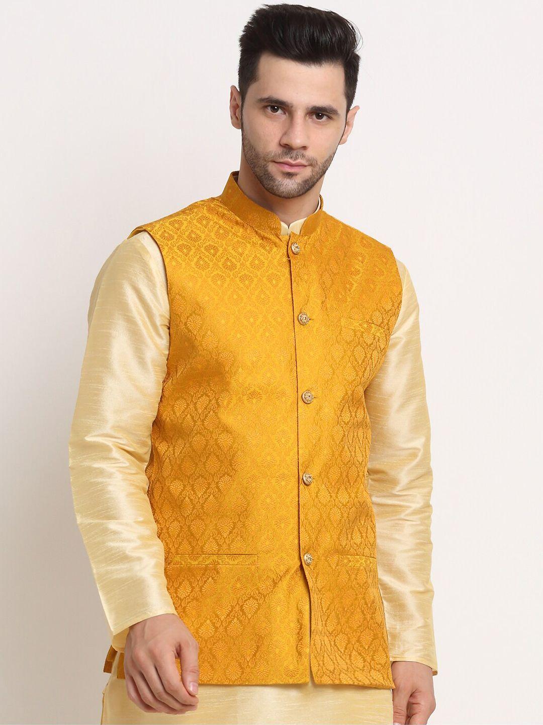 kraft-india-men-yellow-jacquard-woven-design-jacket