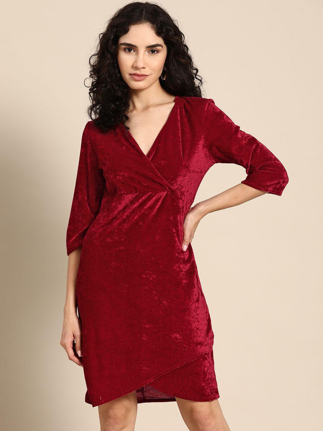 dodo-&-moa-red-solid-dress