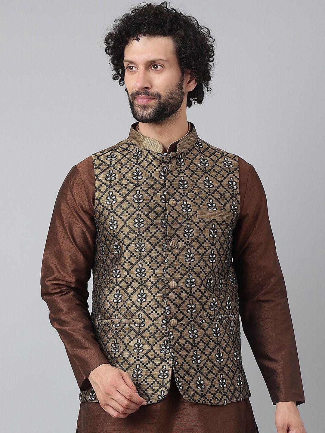 hangup-men-brown-embroidered-nehru-jackets