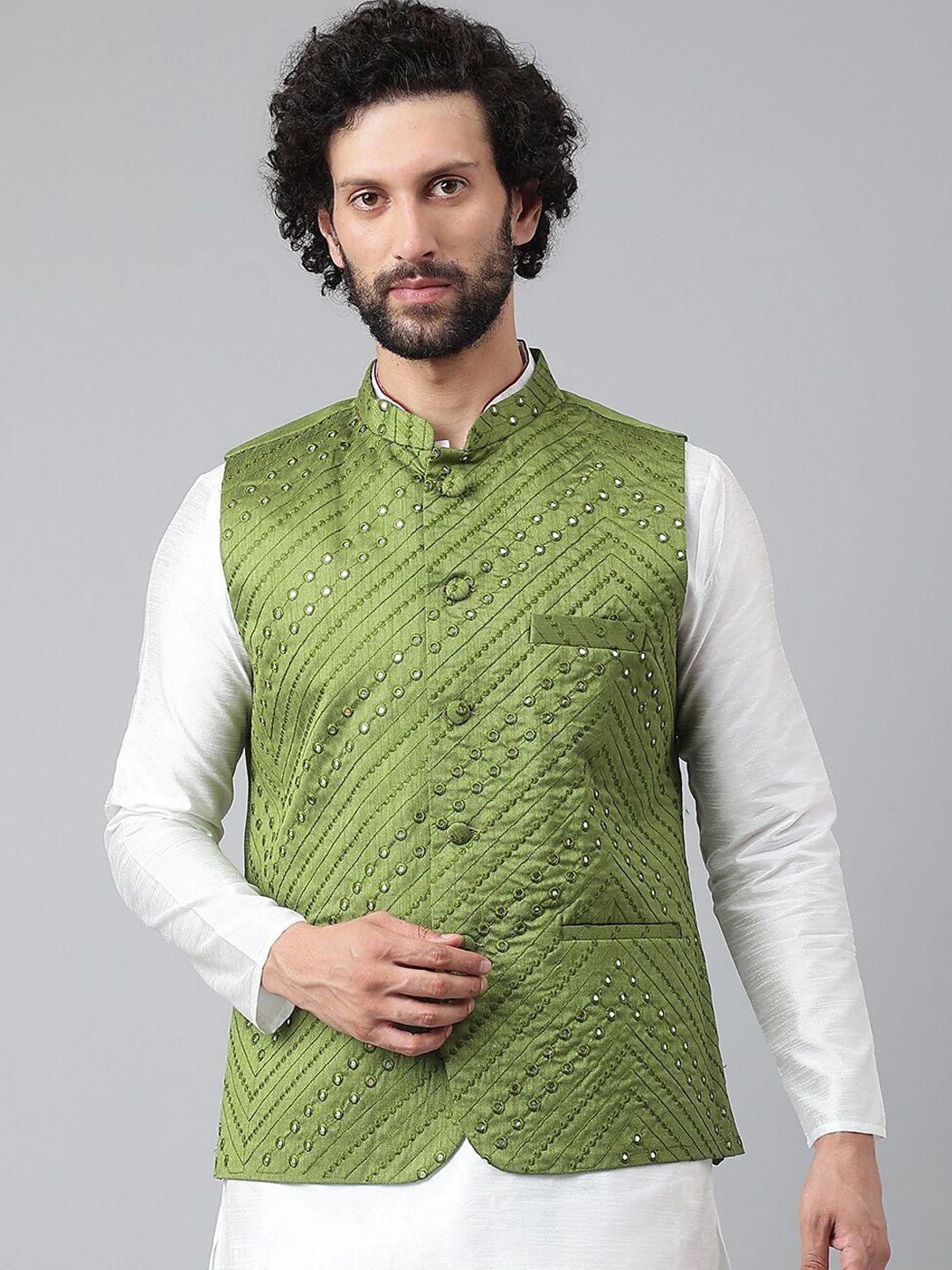 hangup-men-green-embroidered-nehru-jackets