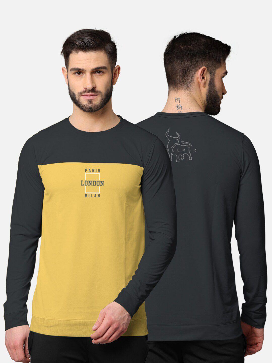 bullmer-men-grey-colourblocked-cotton-t-shirt