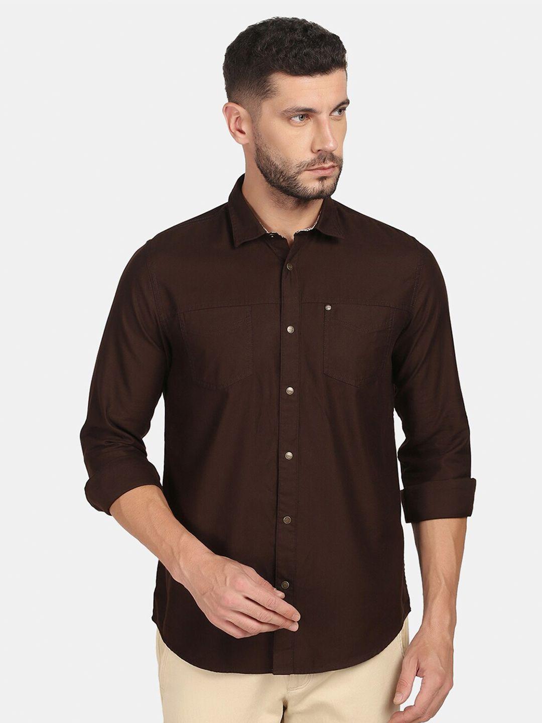 blackberrys-men-brown-slim-fit-pure-cotton-casual-shirt