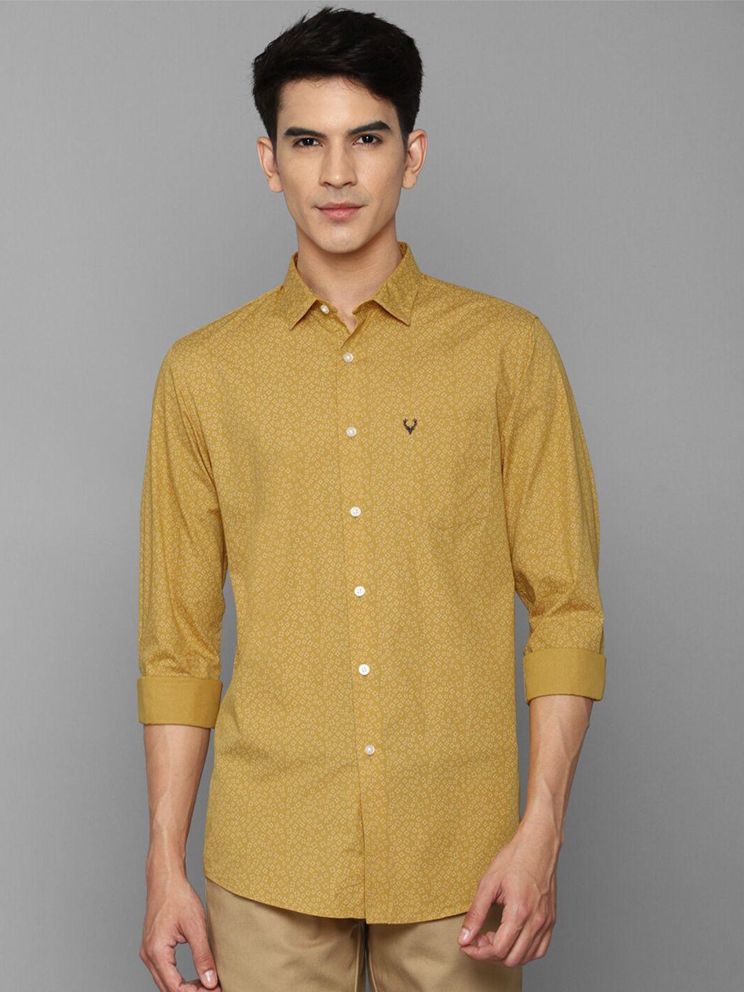 allen-solly-men-yellow-slim-fit-printed-cotton-casual-shirt