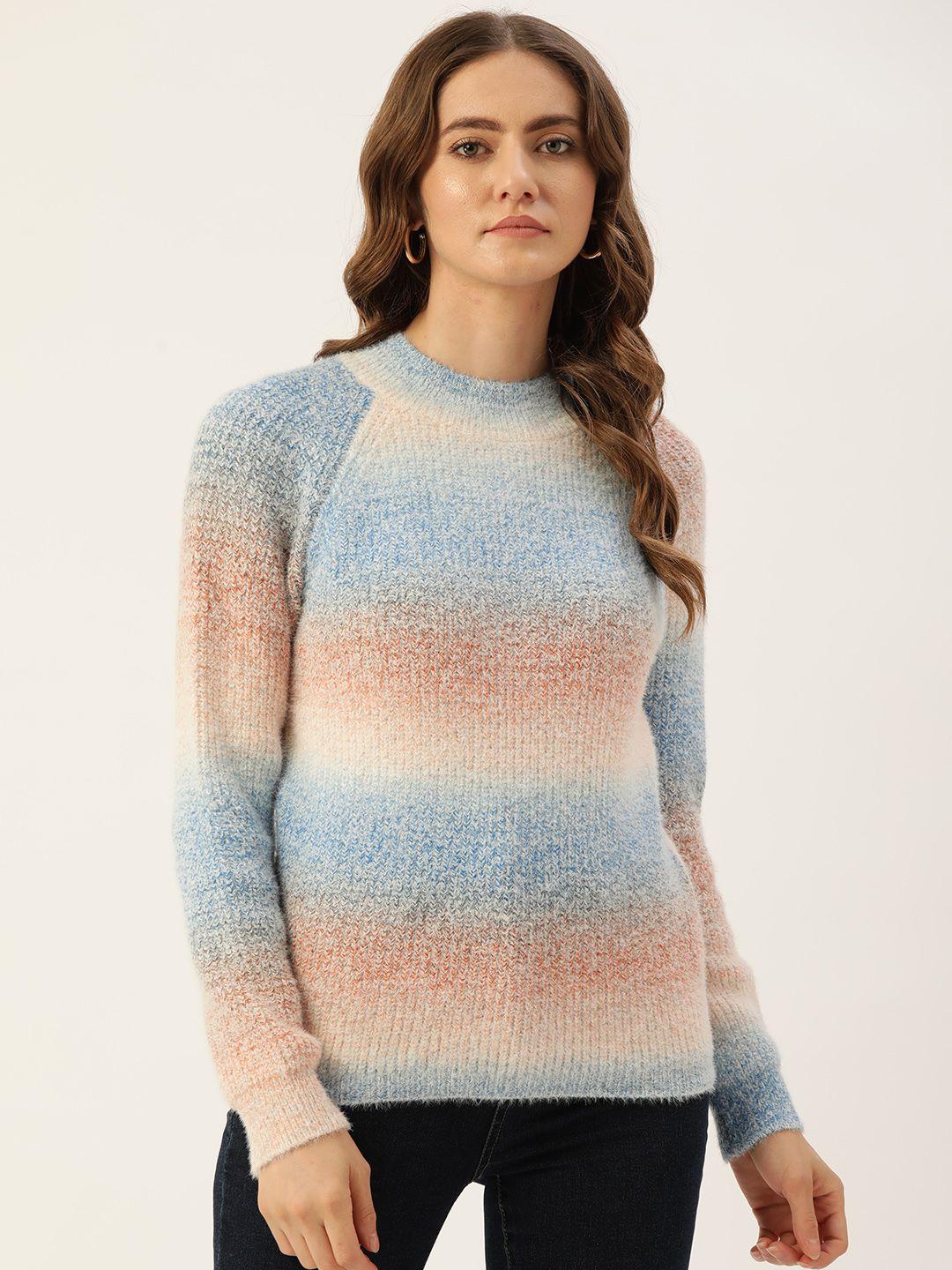 madame-women-colourblocked-sweater-with-fuzzy-detail
