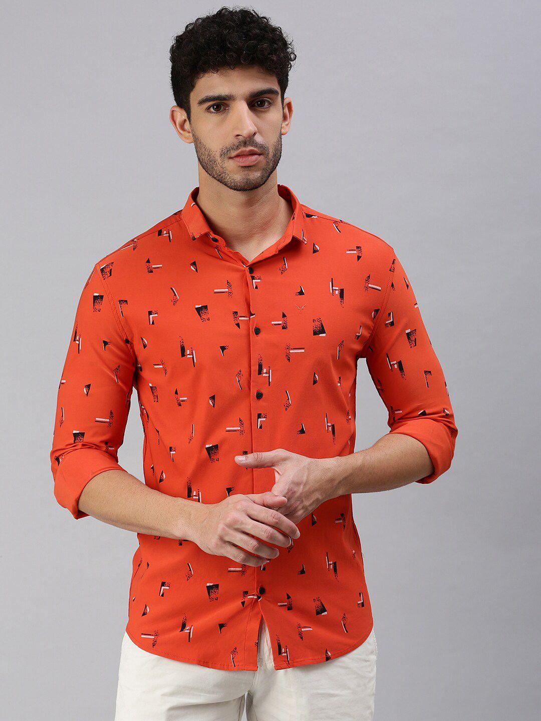showoff-men-rust-comfort-printed-casual-shirt