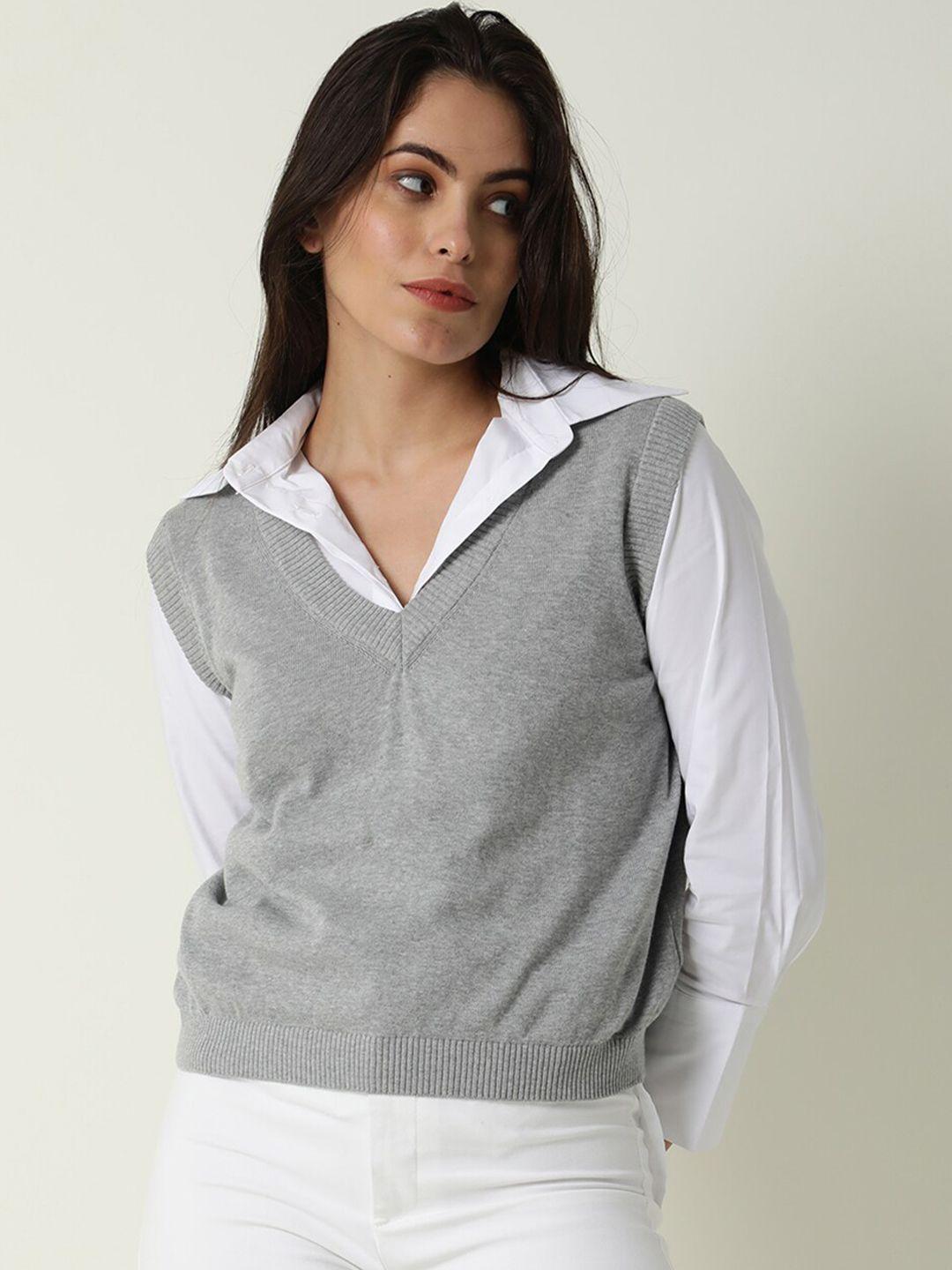 rareism-women-grey-sweater-vest