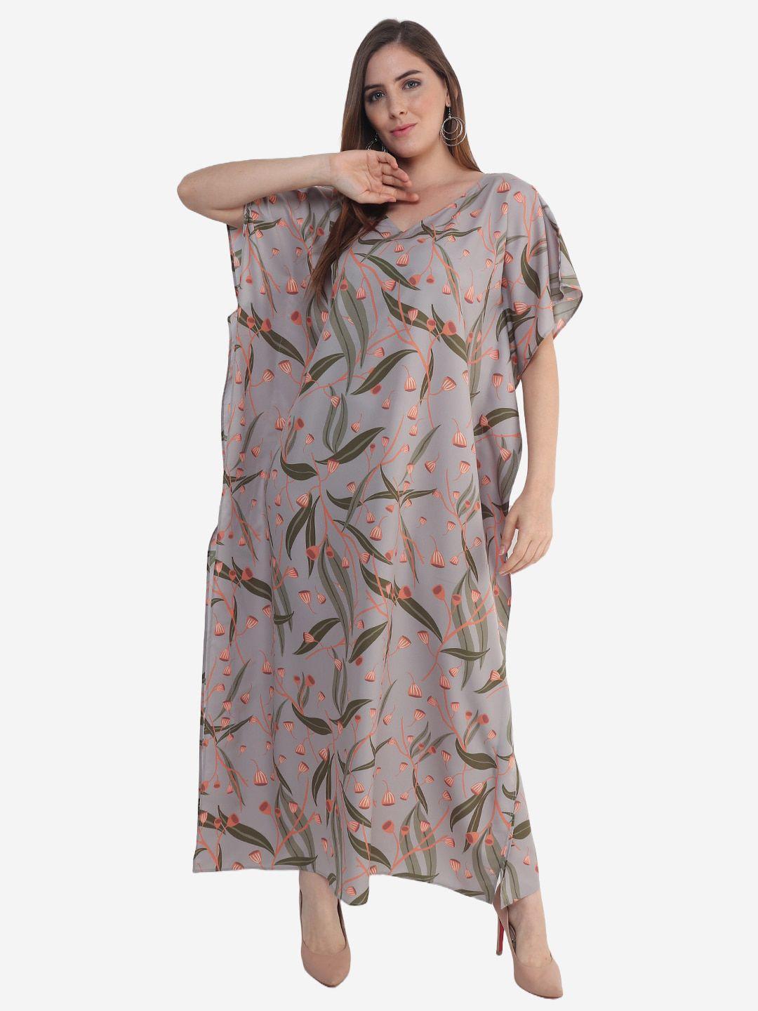 beau-design-grey-printed-kaftan-nightdress
