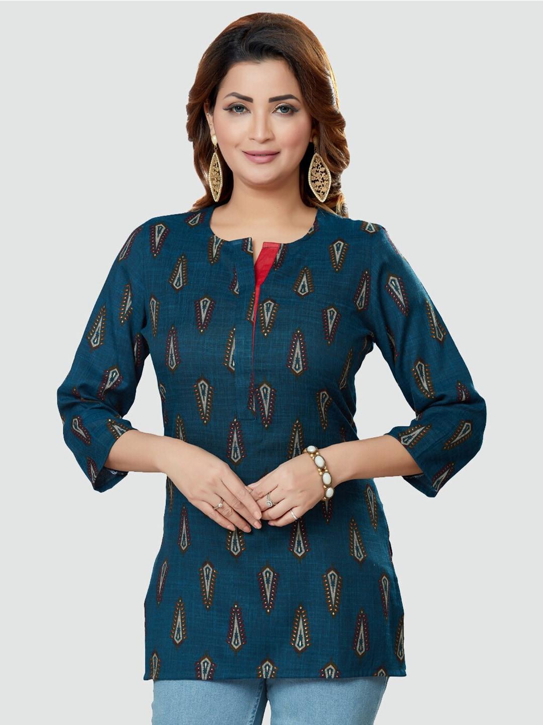 saree-swarg-women-blue-printed-kurti