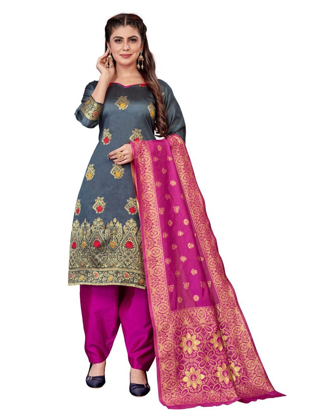 morly-women-grey-&-pink-dupion-silk-unstitched-dress-material