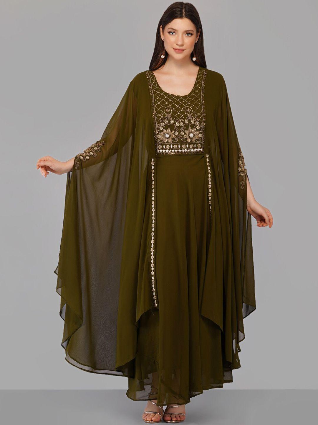 ziva-fashion-women-olive-green-embellished-flared-sleeves-georgette-maxi-dress