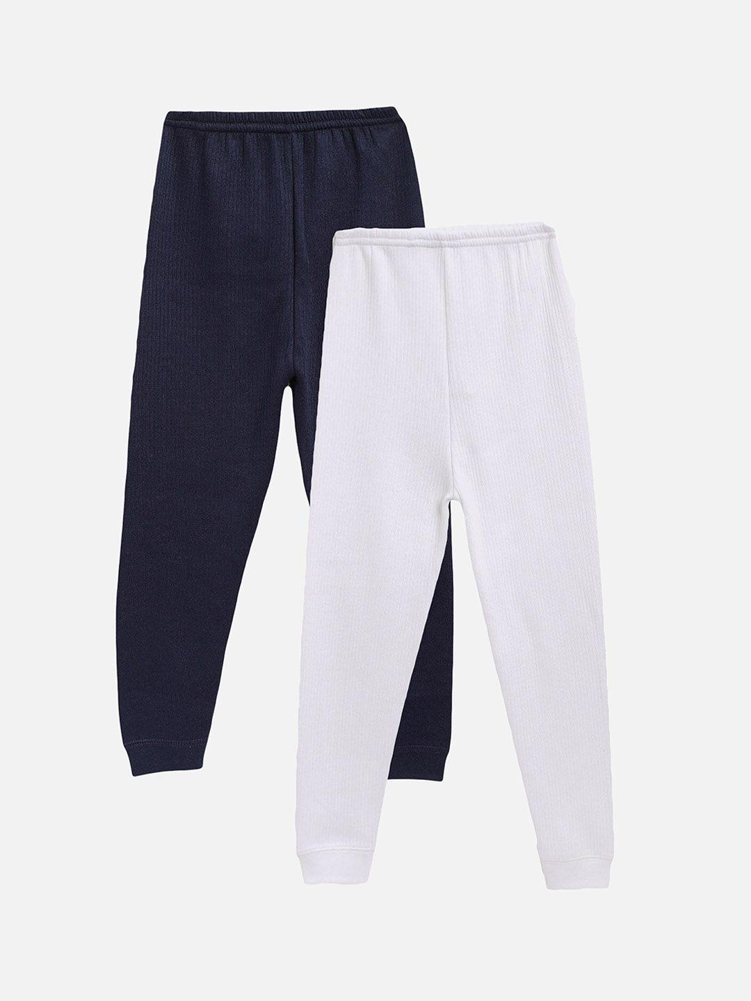 kanvin-boys-pack-of-2-navy-blue-&-white-cotton-thermal-bottoms