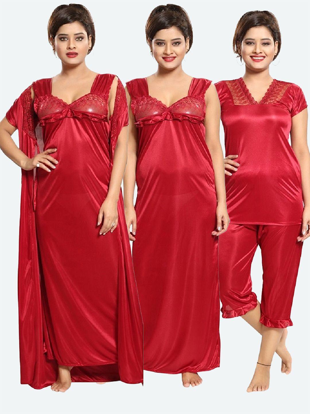 romaisa-women-maroon-maxi-nightdress-set-with-robe-top-&-capri