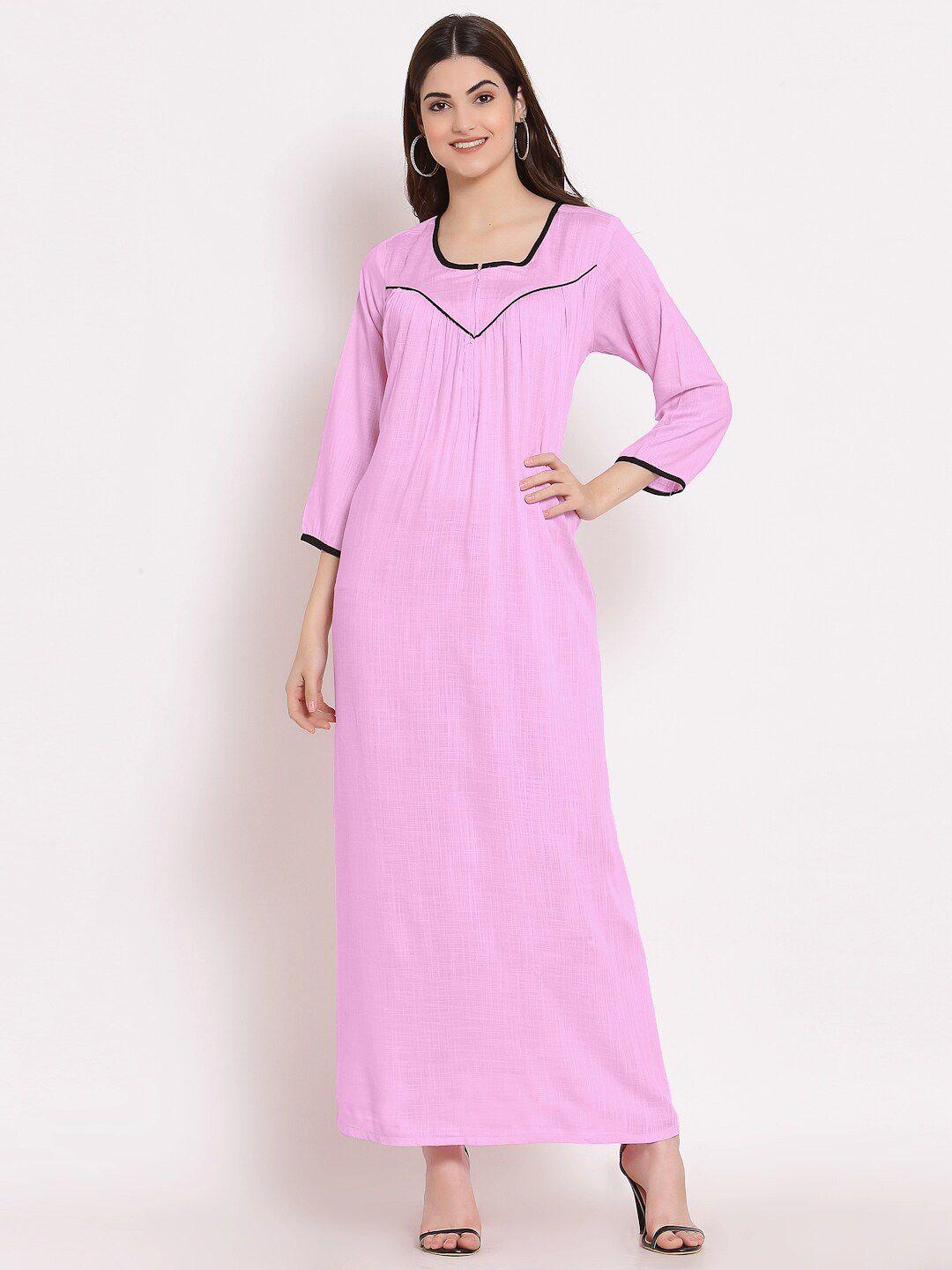 patrorna-women-pink-maxi-nightdress