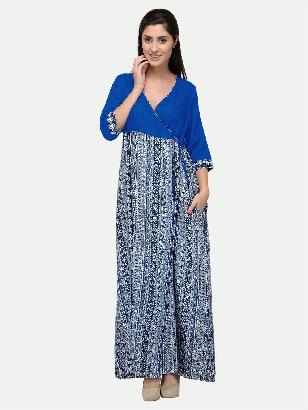 patrorna-women-blue-printed-maxi-nightdress