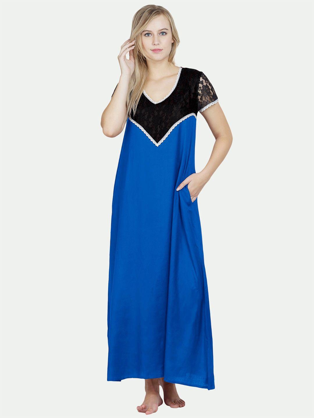patrorna-women-blue-maxi-nightdress