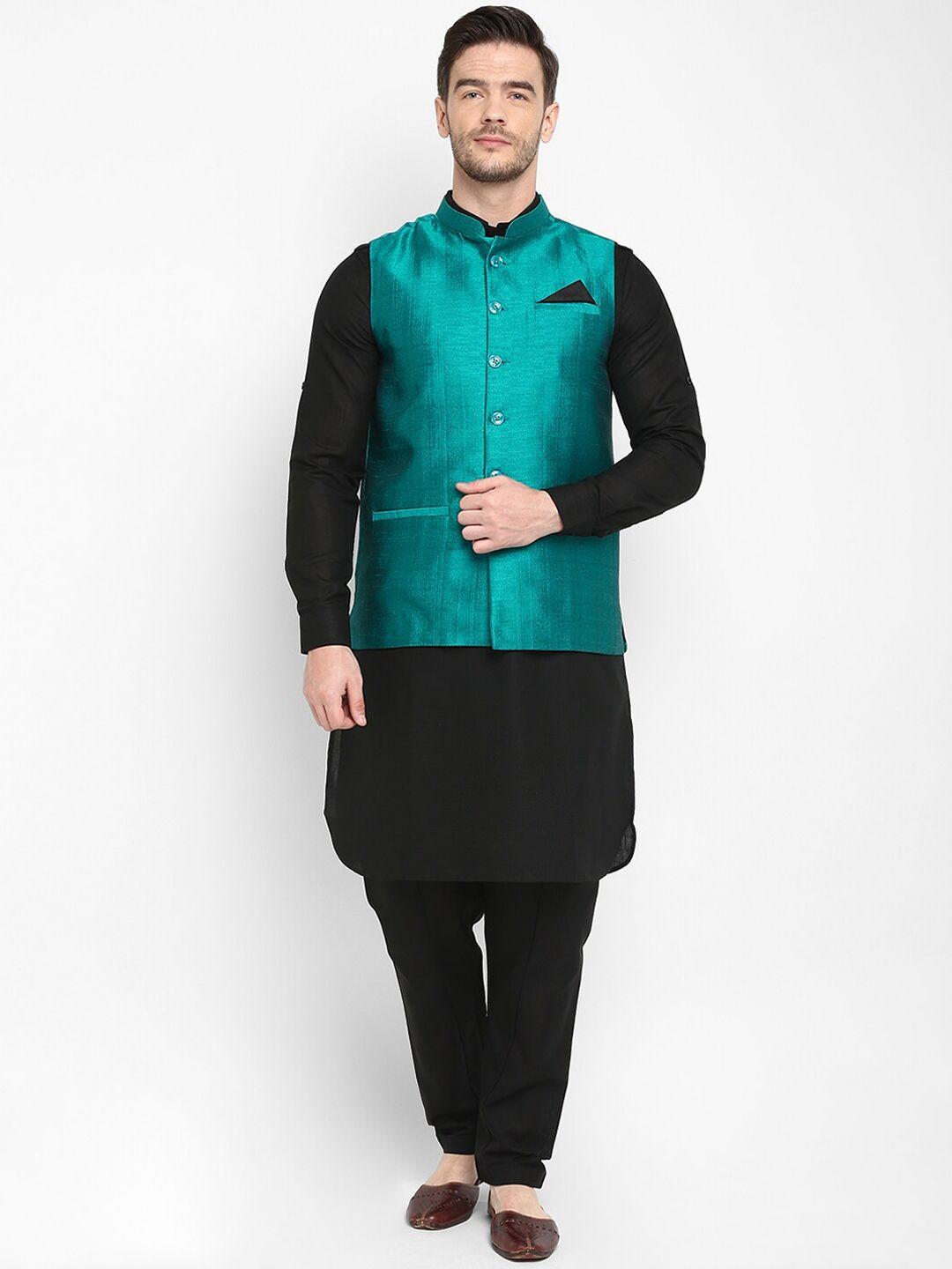 hangup-men-green-kurta-with-pyjamas-and-nehru-jacket-set