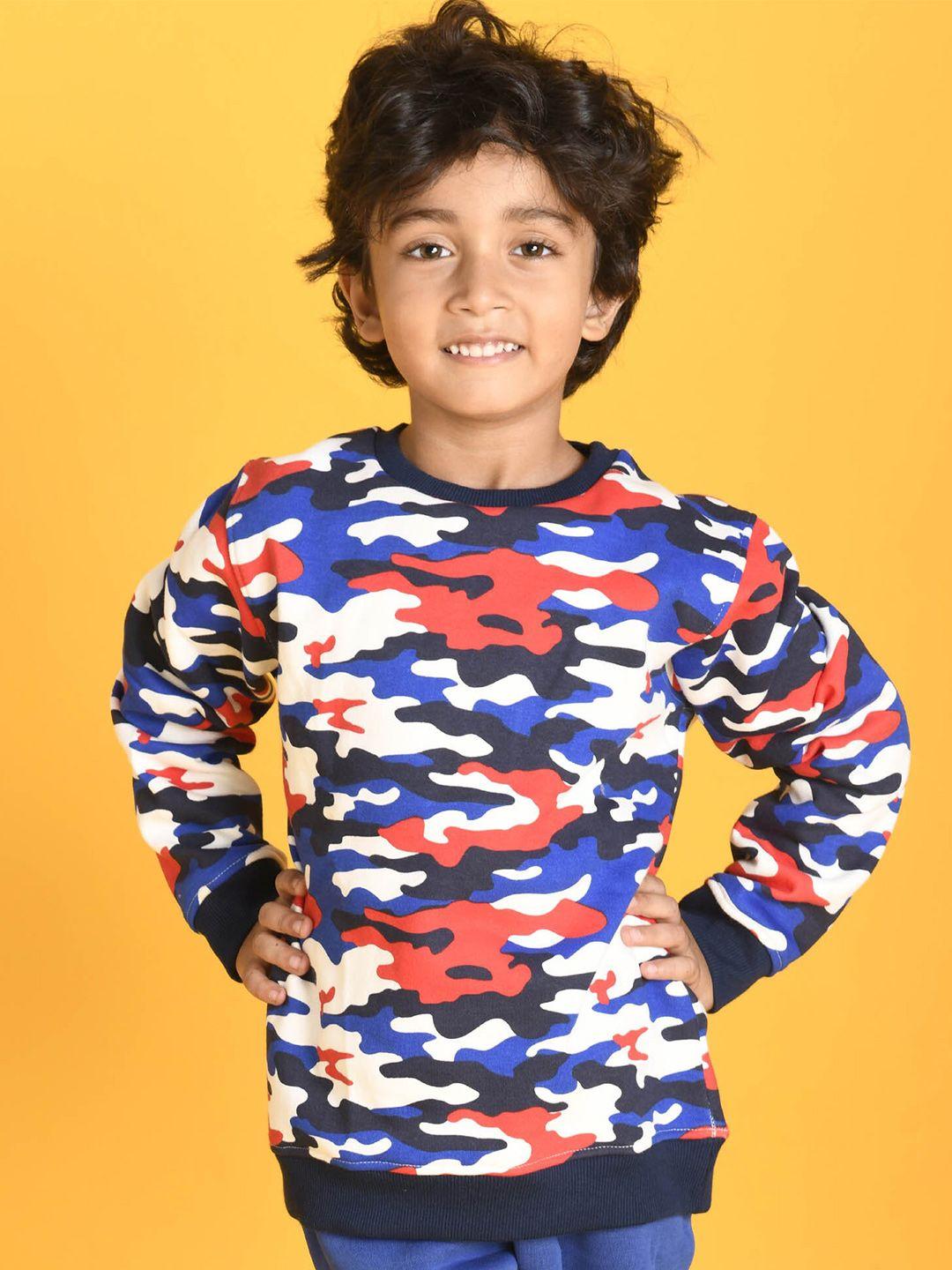 anthrilo-boys-blue-&-white-camouflage-printed-top-with-trouser-clothing-set