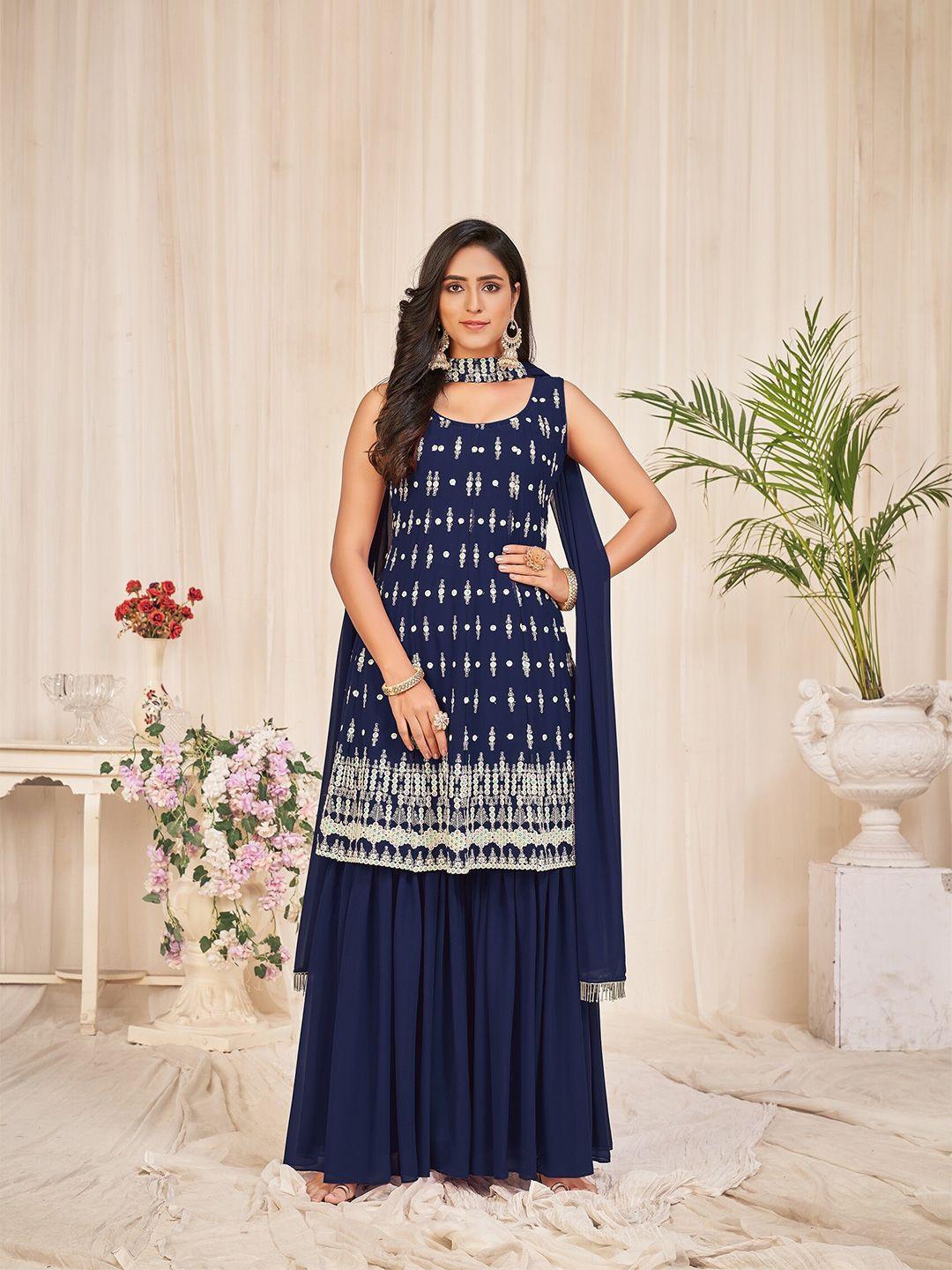 atsevam-women-navy-blue-&-white-embroidered-semi-stitched-dress-material