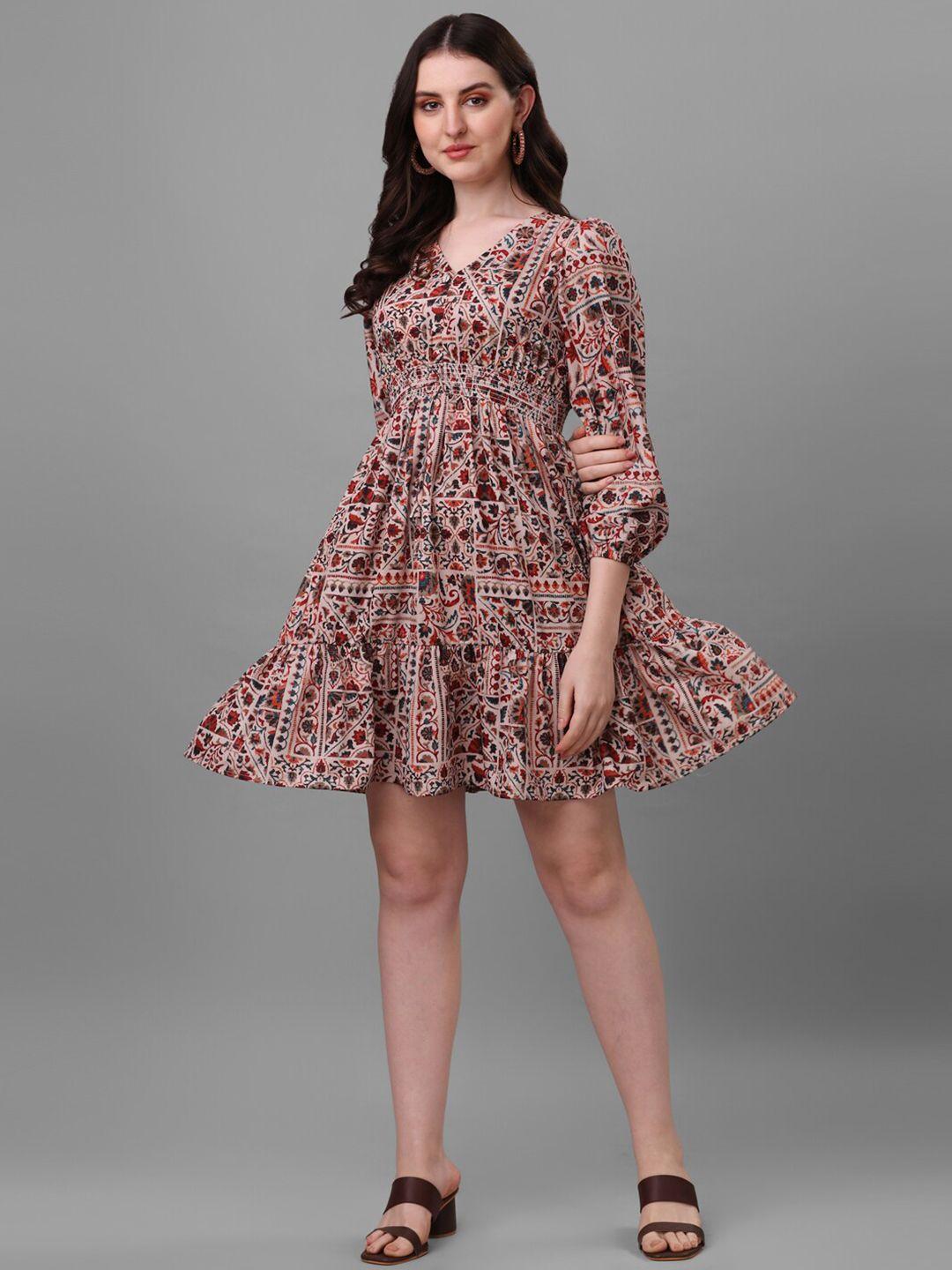 masakali-co-women-printed-v-neck-fit-and-flare-dress