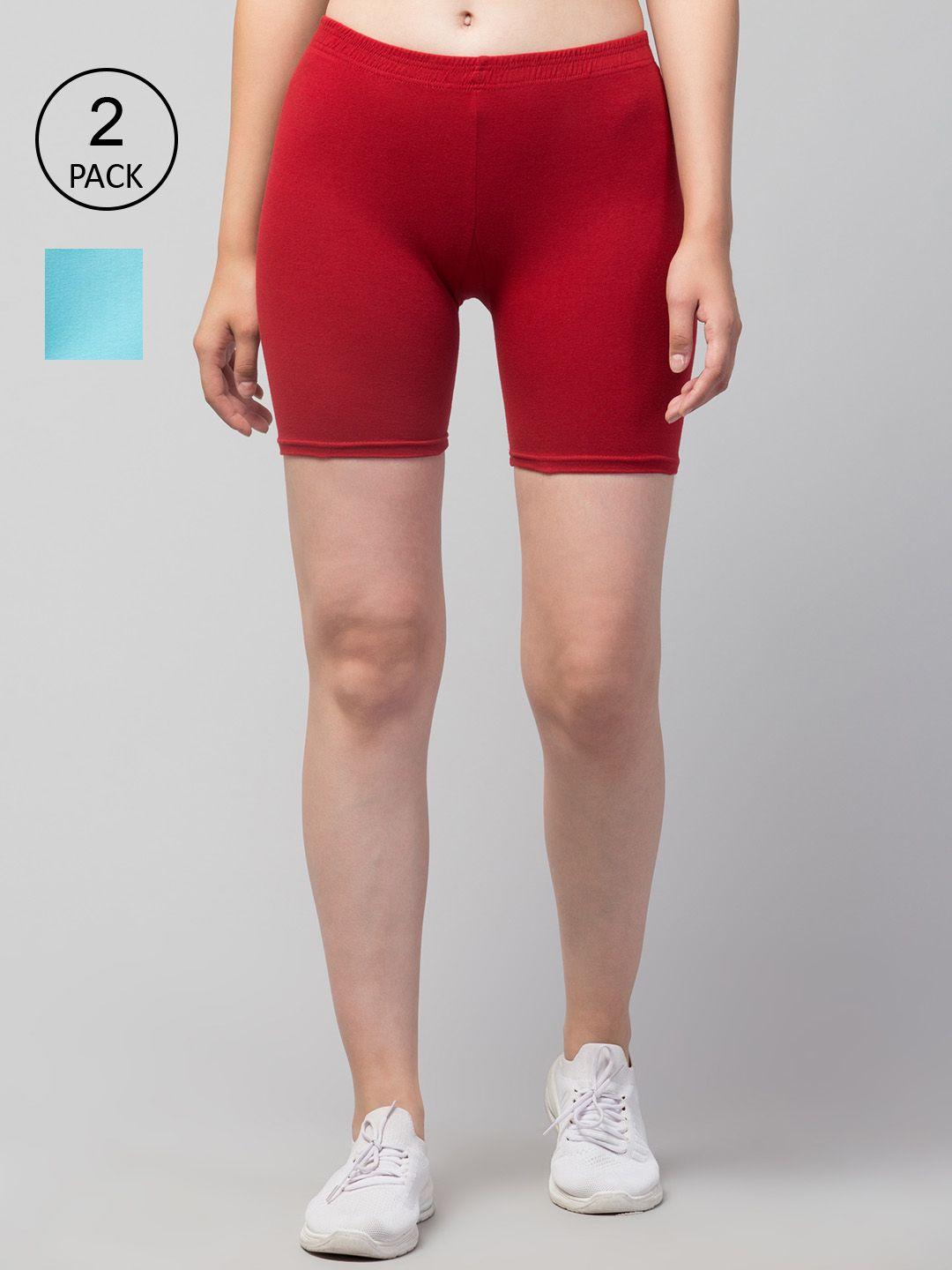 apraa-&-parma-women-maroon-&-blue-pack-of-2-skinny-fit-cycling-pure-cotton-shorts