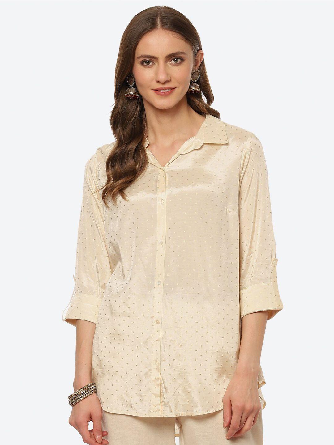 biba-women-beige-classic-printed-casual-shirt