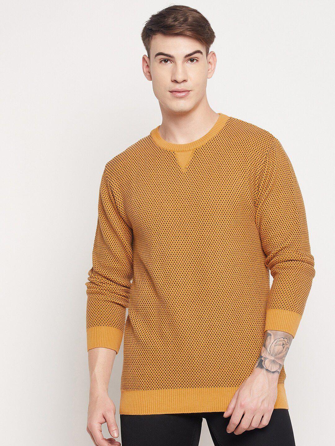 duke-men-yellow-&-black-self-design-pullover