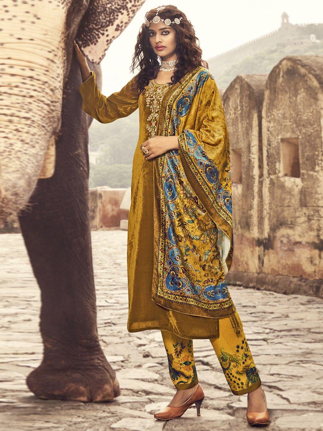 stylee-lifestyle-women-mustard-&-turquoise-blue-embroidered-unstitched-dress-material