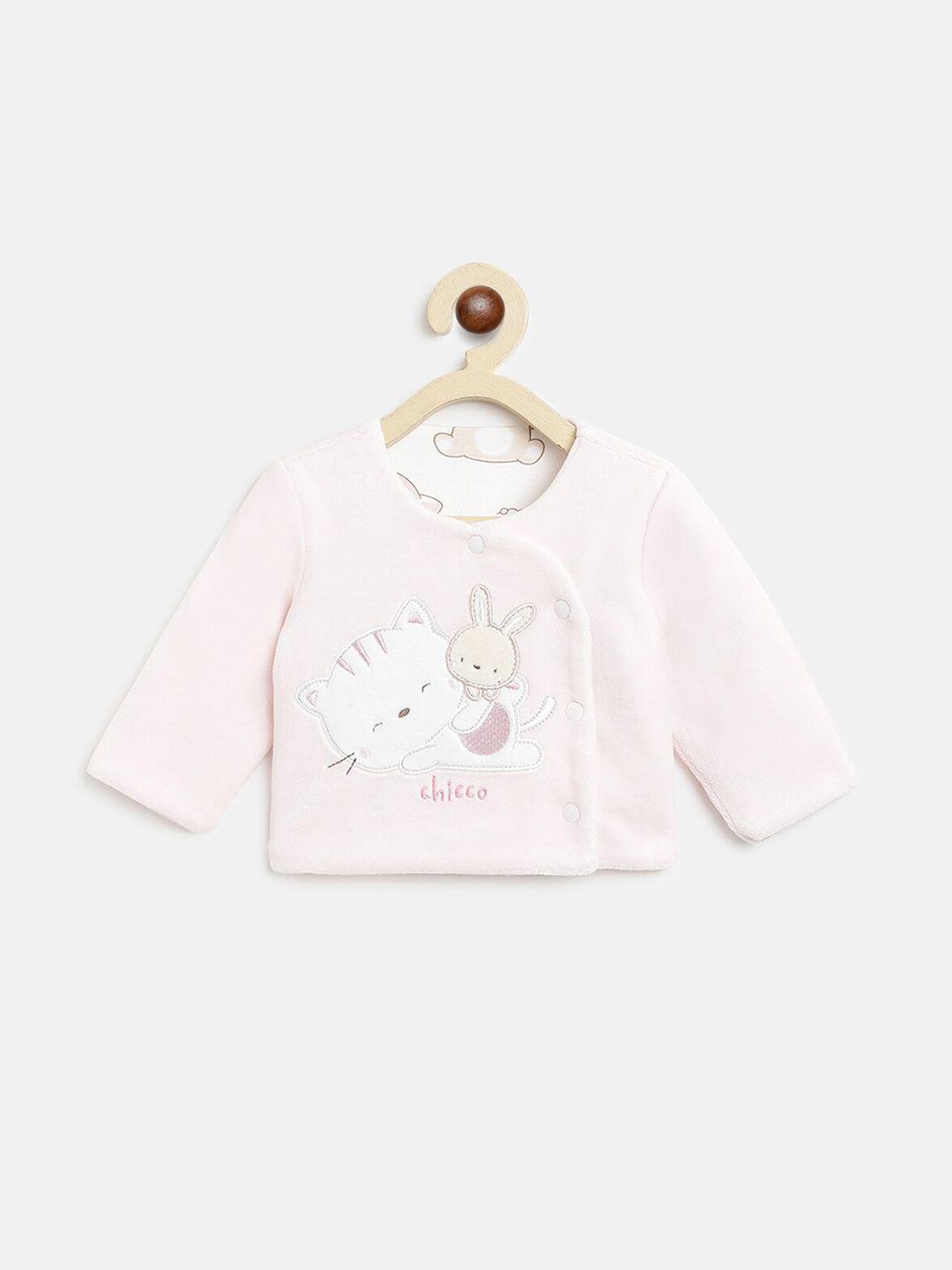 chicco-kids-pink-&-white-velour-crop-cardigan