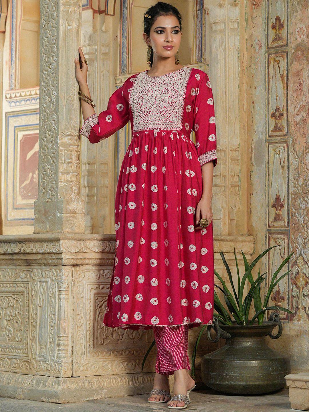 scakhi-women-pink-printed-pleated-kurta-with-trousers