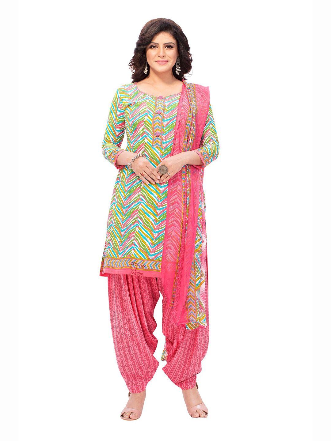 salwar-studio-women-green-&-pink-printed-cotton-unstitched-dress-material