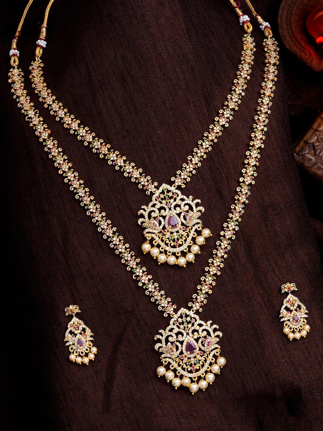 estele-gold-plated-white-&-pink-cz-studded--jewellery-set