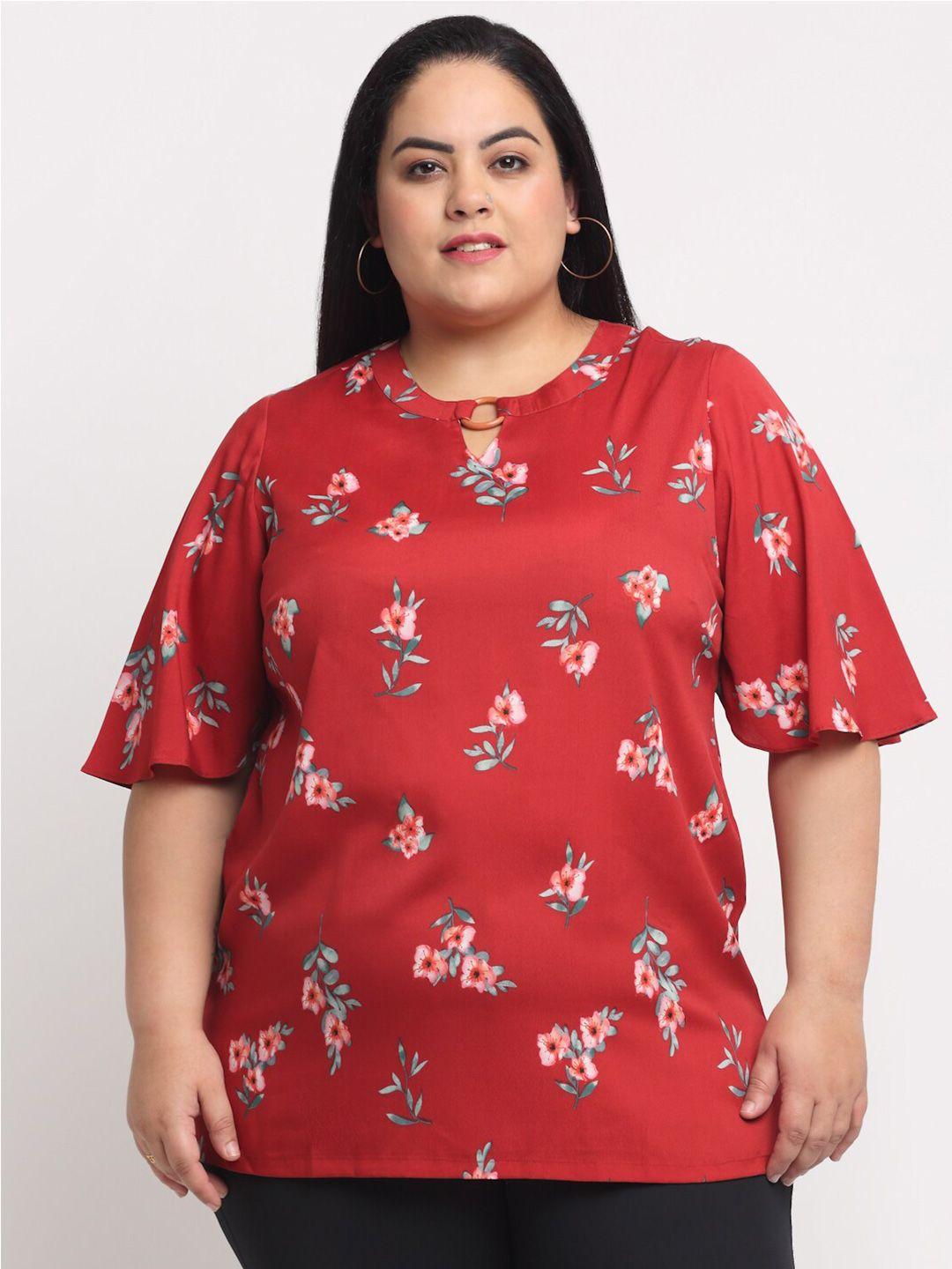 pluss-women-plus-size-red-floral-print-top