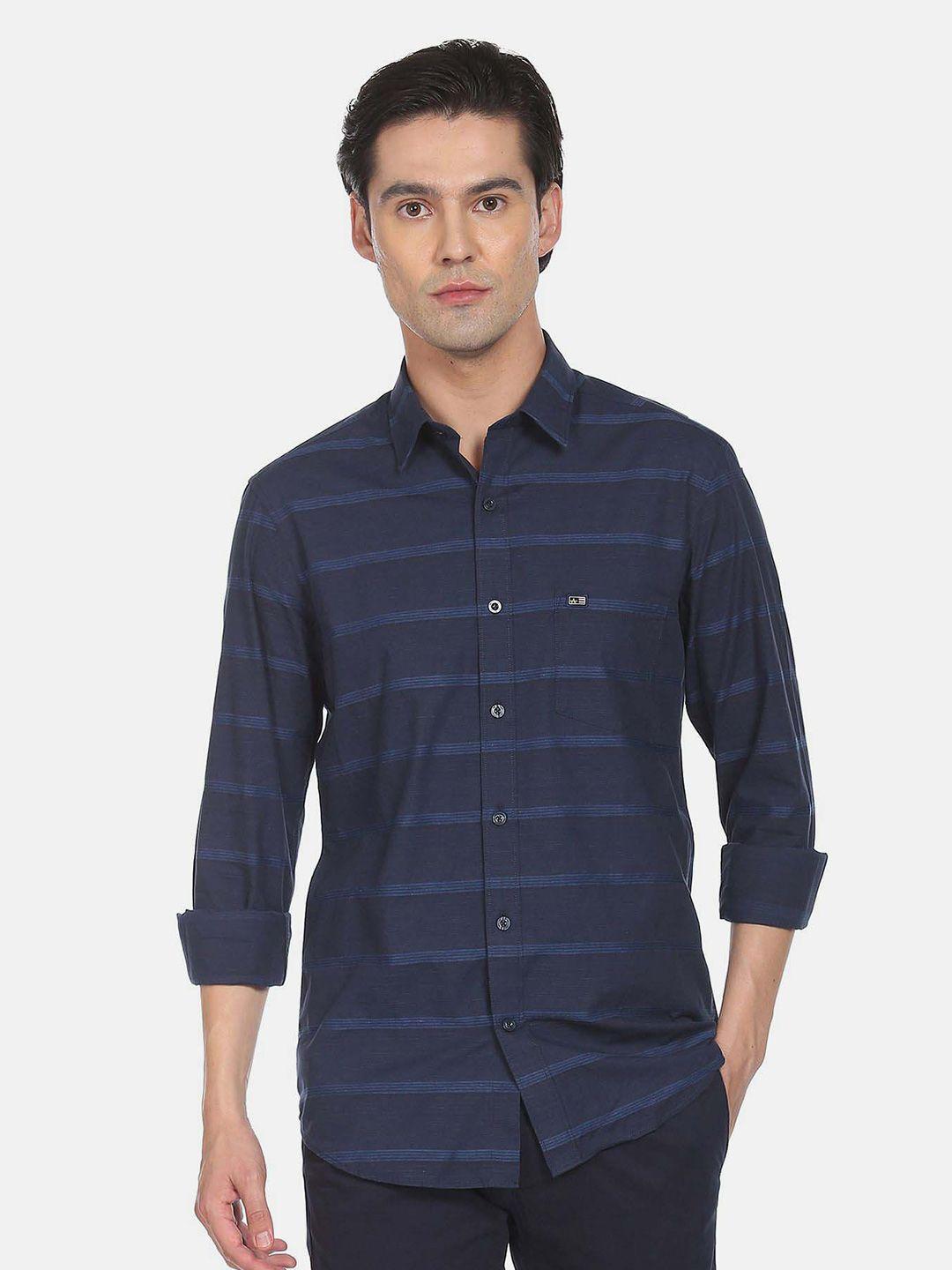 arrow-sport-men-blue-slim-fit-horizontal-striped-cotton-casual-shirt