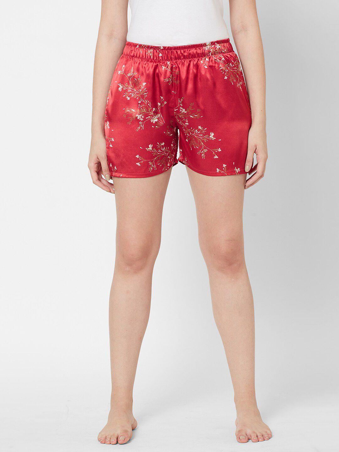 sdl-by-sweet-dreams-women-red-&-white-floral-printed-satin-lounge-shorts