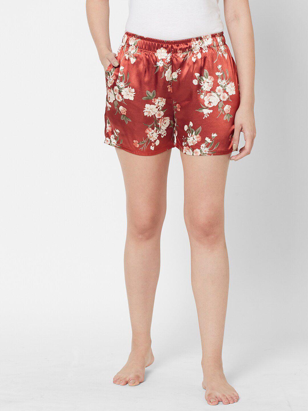 sdl-by-sweet-dreams-women-red-&-green-printed-lounge-shorts