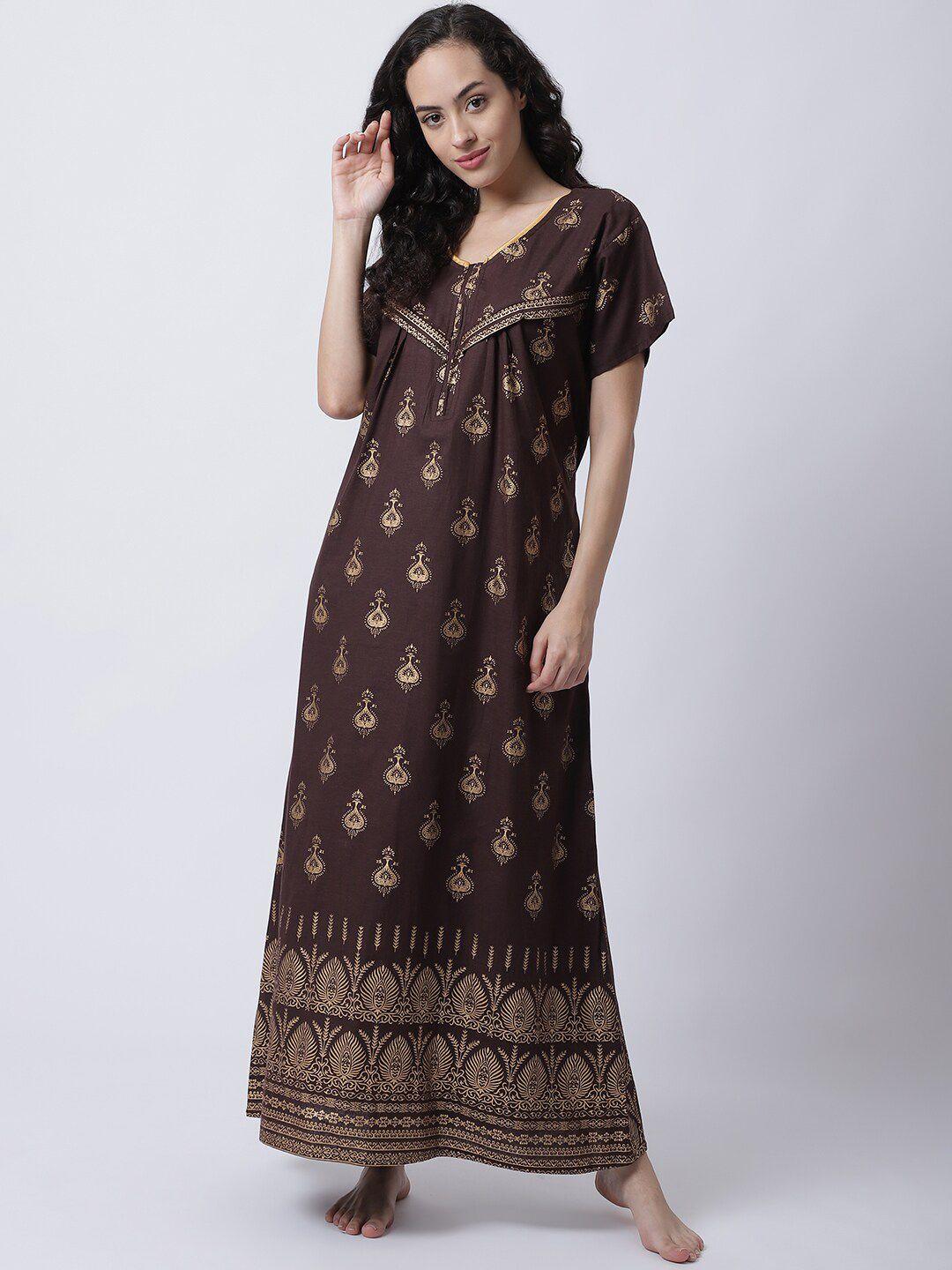 secret-wish-women-brown-printed-pure-cotton-maxi-nightdress