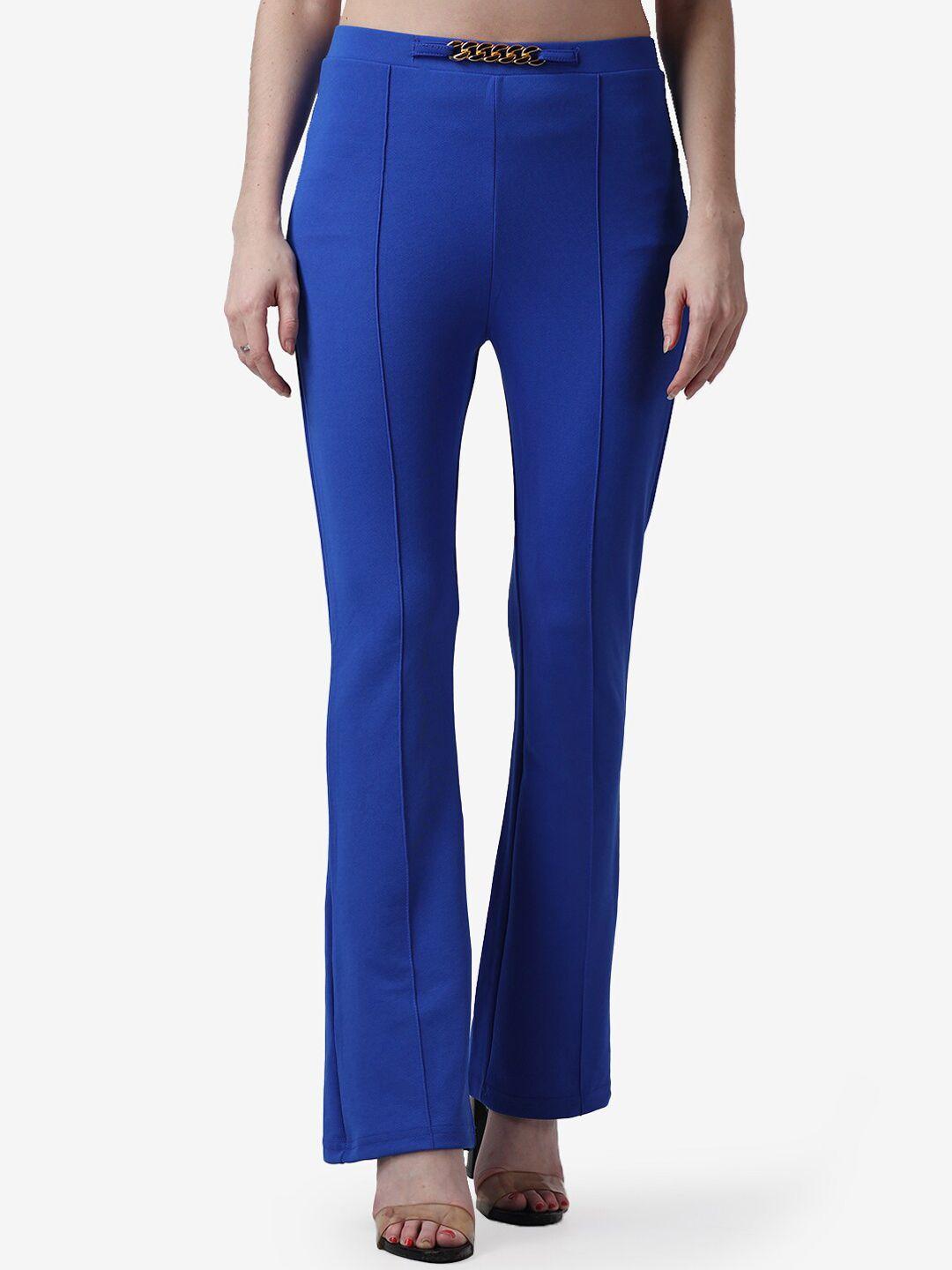 popwings-women-blue-smart-flared-easy-wash-trousers