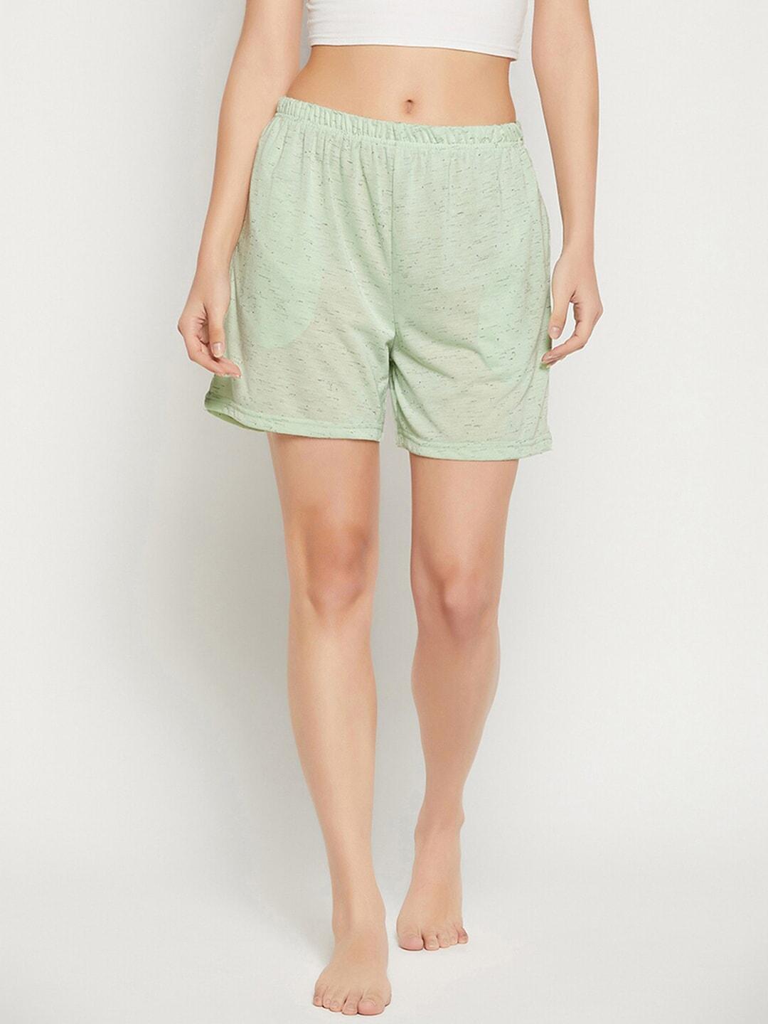 clovia-women-green-lounge-shorts